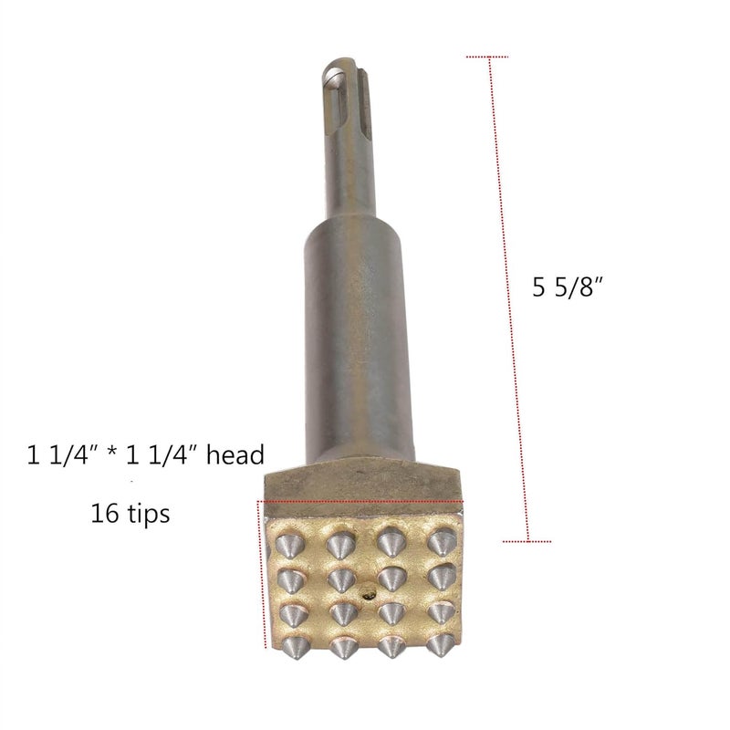 ACTINTOOL 5 5/8 in. x 1 1/4 in. 16 Tips Concrete Repair Patch Prepare SDS Plus Bushing Tool, 1 1/4 Inch Square Head Concrete Roughness Coating Remove Bushing Bit for Rotary Hammer (Pack of 1) - Image 5